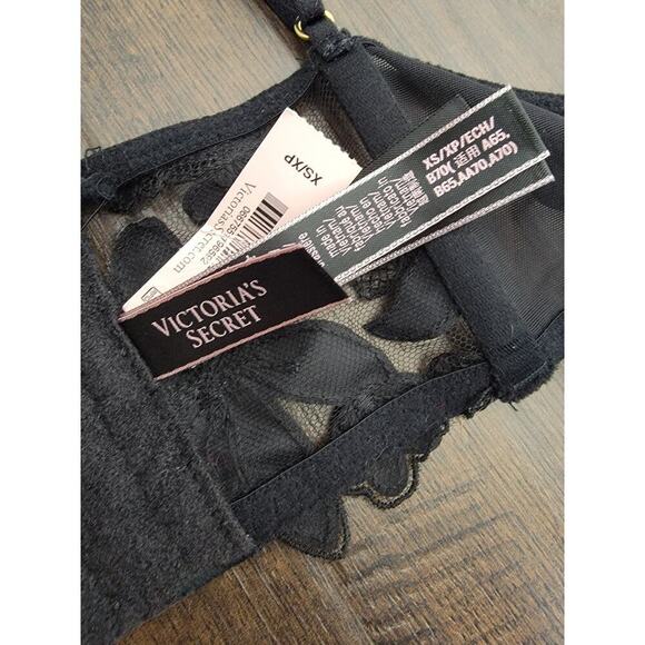 Victorias Secret Corset Bralette Top XS Black Sexy Lace V Neck Boning Black NEW - Picture 6 of 10
